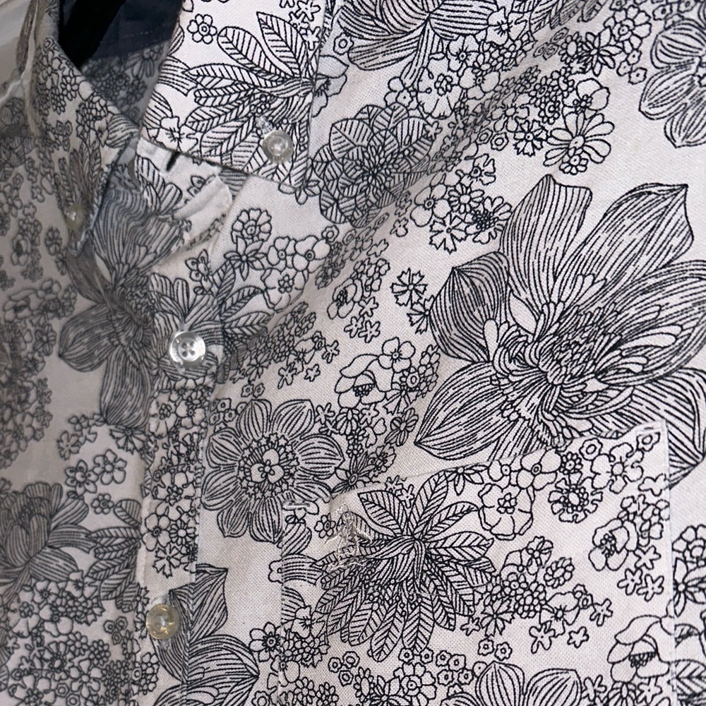 Penguin floral pattern short sleeve button down